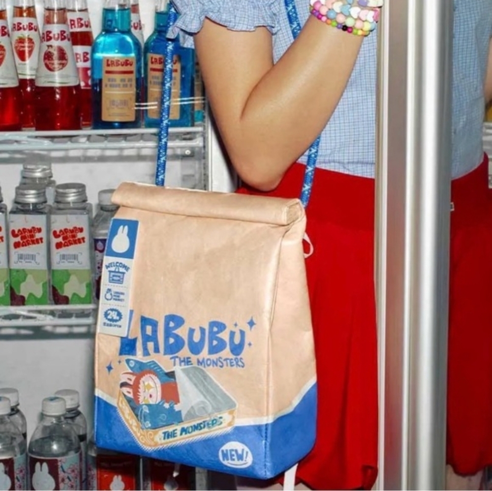 Labubu The Monsters Tan and Blue Tote Bag - Picture 2 of 3